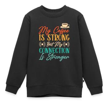 Radio Presenter Coffee - Kids Premium Organic Sweatshirt - black - Front - AI Model Kid Female (0cm)