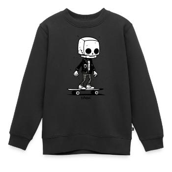 Modischer Skelett Schädel: Skateboard Skateboarder - Kinder Premium Organic Sweatshirt - Schwarz - Vorne - AI Model Kid Female (0cm)