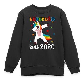 Légendaire depuis 2020 Né anniversaire Licorne - Sweat Premium enfant bio - noir - Devant - AI Model Kid Female (0cm)
