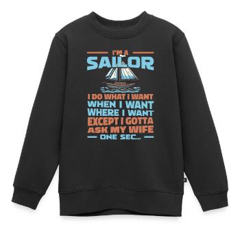 Voile, Voile, Voilier - Sweat Premium enfant bio - noir - Devant - AI Model Kid Female (0cm)