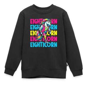 80s Achtziger Einhorn Eighticorn - Kinder Premium Organic Sweatshirt - Schwarz - Vorne - AI Model Kid Female (0cm)
