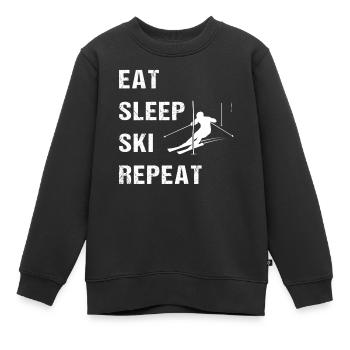 Cycle de vie du ski de slalom - Sweat Premium enfant bio - noir - Devant - AI Model Kid Female (0cm)