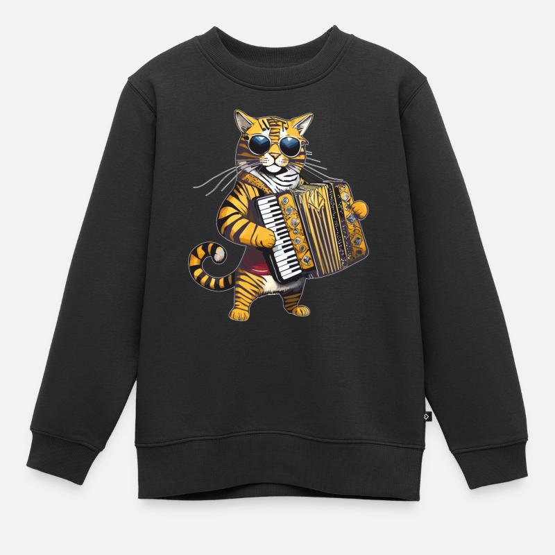 KATZE ZIEHHARMONIKA - Kinder Premium Organic Sweatshirt - Schwarz