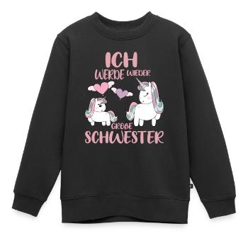 Bald Wieder Große Schwester Verkünden Einhörner - Kinder Premium Organic Sweatshirt - Schwarz - Vorne - AI Model Kid Female (0cm)