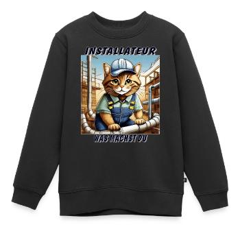 KATZE INSTALLATEUR - Kinder Premium Organic Sweatshirt - Schwarz - Vorne - AI Model Kid Female (0cm)
