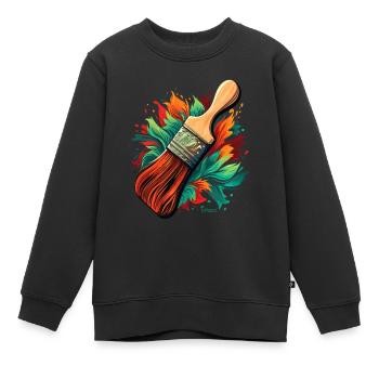 Pinceaux pour peintres - Sweat Premium enfant bio - noir - Devant - AI Model Kid Female (0cm)
