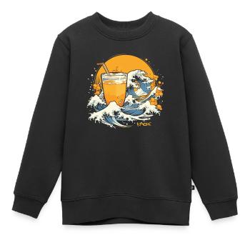 Orangensaft Kanagawa-Welle von Japan - Kinder Premium Organic Sweatshirt - Schwarz - Vorne - AI Model Kid Female (0cm)