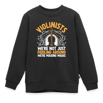 Violonistes, nous ne nous contentons pas de bricoler, nous sommes ma - Sweat Premium enfant bio - noir - Devant - AI Model Kid Female (0cm)