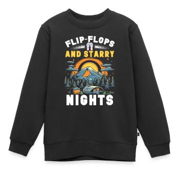 Camping Flip Flops Camper Natur Outdoor - Kinder Premium Organic Sweatshirt - Schwarz - Vorne - AI Model Kid Female (0cm)