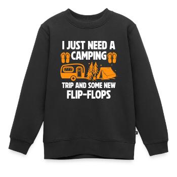 Camping Flip Flops Camper Natur Outdoor - Kinder Premium Organic Sweatshirt - Schwarz - Vorne - AI Model Kid Female (0cm)