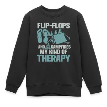 Camping Flip Flops Camper Natur Outdoor - Kinder Premium Organic Sweatshirt - Schwarz - Vorne - AI Model Kid Female (0cm)