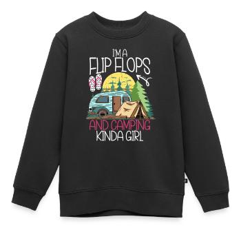 Camping Flip Flops Camper Natur Outdoor - Kinder Premium Organic Sweatshirt - Schwarz - Vorne - AI Model Kid Female (0cm)