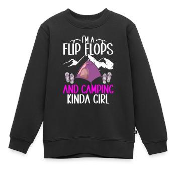 Camping Flip Flops Camper Natur Outdoor - Kinder Premium Organic Sweatshirt - Schwarz - Vorne - AI Model Kid Female (0cm)