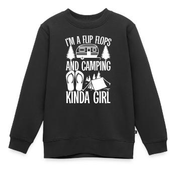 Camping Flip Flops Camper Natur Outdoor - Kinder Premium Organic Sweatshirt - Schwarz - Vorne - AI Model Kid Female (0cm)
