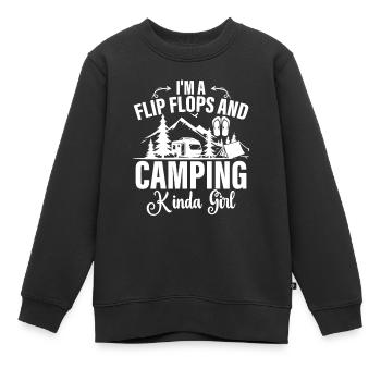 Camping Flip Flops Camper Natur Outdoor - Kinder Premium Organic Sweatshirt - Schwarz - Vorne - AI Model Kid Female (0cm)