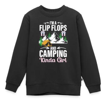 Camping Flip Flops Camper Natur Outdoor - Kinder Premium Organic Sweatshirt - Schwarz - Vorne - AI Model Kid Female (0cm)