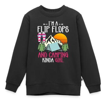 Camping Flip Flops Camper Natur Outdoor - Kinder Premium Organic Sweatshirt - Schwarz - Vorne - AI Model Kid Female (0cm)