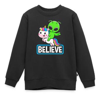 Alien Licorne cadeau Science Fiction - Sweat Premium enfant bio - noir - Devant - AI Model Kid Female (0cm)