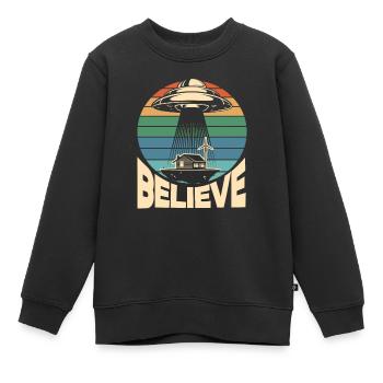 Cadeau de soucoupe volante rétro - Sweat Premium enfant bio - noir - Devant - AI Model Kid Female (0cm)