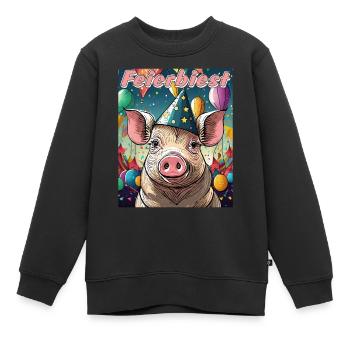 BÊTE DE CÉLÉBRATION DE COCHON - Sweat Premium enfant bio - noir - Devant - AI Model Kid Female (0cm)