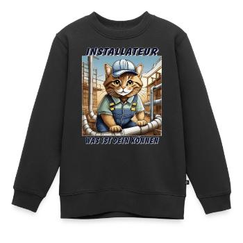 KATZE INSTALLATEUR - Kinder Premium Organic Sweatshirt - Schwarz - Vorne - AI Model Kid Female (0cm)