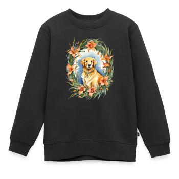 Golden retriever - Sweat Premium enfant bio - noir - Devant - AI Model Kid Female (0cm)