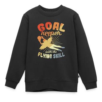 Gardien de but avec des compétences de vol - Sweat Premium enfant bio - noir - Devant - AI Model Kid Female (0cm)
