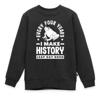 Créateur d’histoire né tous les quatre ans - Sweat Premium enfant bio - noir - Devant - AI Model Kid Female (0cm)
