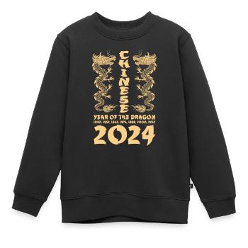 Chinesisches Jahr des Drachen 2024 Chinesisches - Kinder Premium Organic Sweatshirt - Schwarz - Vorne - AI Model Kid Female (0cm)
