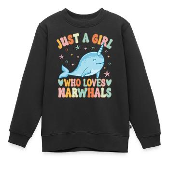 Narwhal Girl Narwhal Lover - Kinder Premium Organic Sweatshirt - Schwarz - Vorne - AI Model Kid Female (0cm)