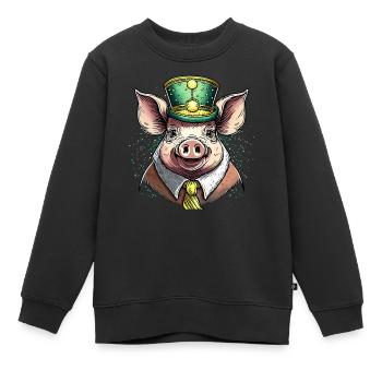 SCHWEIN FEIERN - Kinder Premium Organic Sweatshirt - Schwarz - Vorne - AI Model Kid Female (0cm)