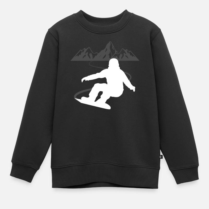 Panorama du snowboarder - l’ambiance du sommet à l’état pur - Sweat Premium enfant bio - noir