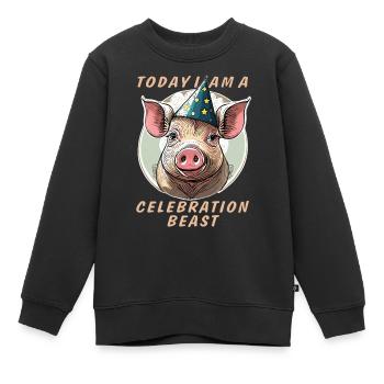 SCHWEIN TODAY I AM A CELEBRATION BEAST - Kinder Premium Organic Sweatshirt - Schwarz - Vorne - AI Model Kid Female (0cm)
