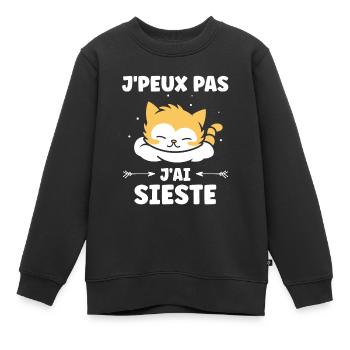 J'ai sieste - Sweat Premium enfant bio - noir - Devant - AI Model Kid Female (0cm)