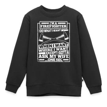 Feuerwehrmann - Kinder Premium Organic Sweatshirt - Schwarz - Vorne - AI Model Kid Female (0cm)
