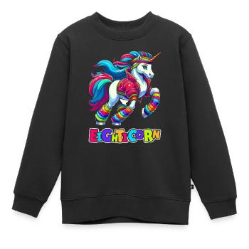 80s Achtziger Einhorn Eighticorn - Kinder Premium Organic Sweatshirt - Schwarz - Vorne - AI Model Kid Female (0cm)