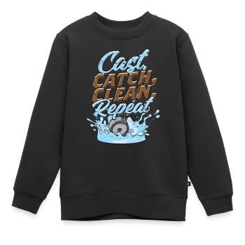 Pêche à l’aimant Pêche à l’aimant - Sweat Premium enfant bio - noir - Devant - AI Model Kid Female (0cm)