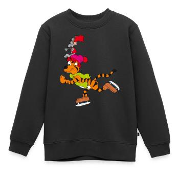 Patiner avec le tigre - Sweat Premium enfant bio - noir - Devant - AI Model Kid Female (0cm)
