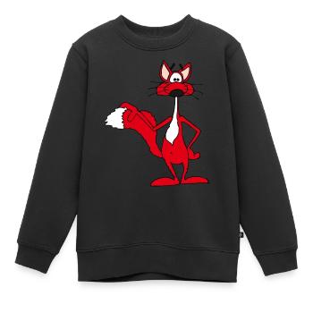 Renard roux souriant joyeusement - Sweat Premium enfant bio - noir - Devant - AI Model Kid Female (0cm)