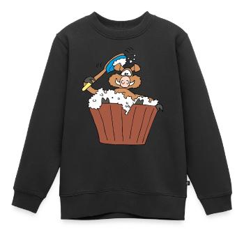 Un vieux sanglier prend un bain - Sweat Premium enfant bio - noir - Devant - AI Model Kid Female (0cm)