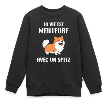 Humour chien Spitz - Sweat Premium enfant bio - noir - Devant - AI Model Kid Female (0cm)