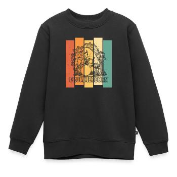 Batterie Batteur Batteur Licorne - Sweat Premium enfant bio - noir - Devant - AI Model Kid Female (0cm)
