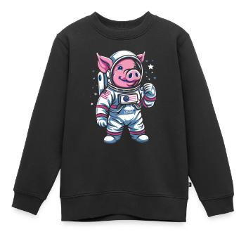 Petit Cochon : Cochon Astronaute - Sweat Premium enfant bio - noir - Devant - AI Model Kid Female (0cm)