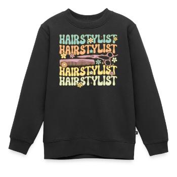 Groovy Friseur - Kinder Premium Organic Sweatshirt - Schwarz - Vorne - AI Model Kid Female (0cm)