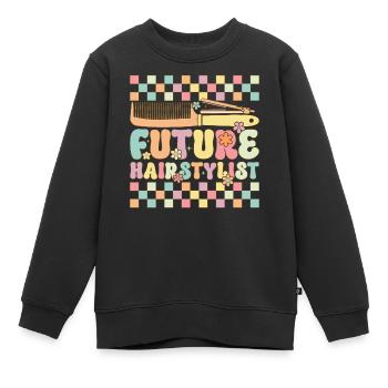 Groovy Friseur - Kinder Premium Organic Sweatshirt - Schwarz - Vorne - AI Model Kid Female (0cm)