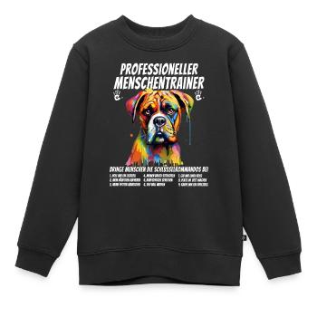 Professioneller Menschentrainer Boxer Hund Doggo - Kinder Premium Organic Sweatshirt - Schwarz - Vorne - AI Model Kid Female (0cm)