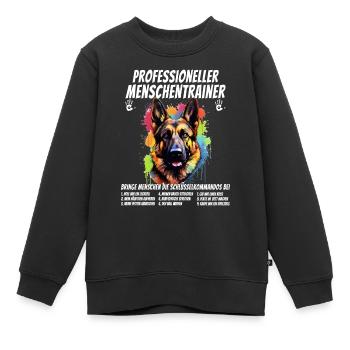 Professioneller Mnschentrainer Schäferhund Hund - Kinder Premium Organic Sweatshirt - Schwarz - Vorne - AI Model Kid Female (0cm)