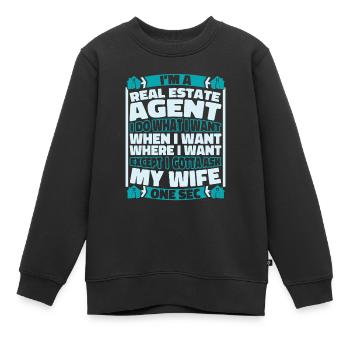 Agent immobilier - Sweat Premium enfant bio - noir - Devant - AI Model Kid Female (0cm)