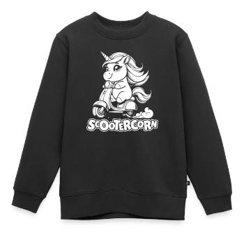 Motorroller Einhorn Scootercorn - Kinder Premium Organic Sweatshirt - Schwarz - Vorne - AI Model Kid Female (0cm)