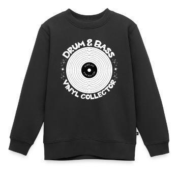 Collecteur de vinyle Drum and Bass - Sweat Premium enfant bio - noir - Devant - AI Model Kid Female (0cm)